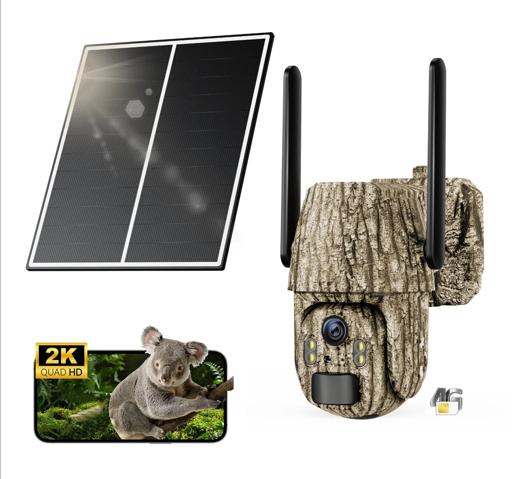 Lyecghe 2 Pcs 4G LTE Wireless Solar Powered Security Camera CB114S – 2K HD Live View 360° Coverage, No WiFi, Remote APP Controlled, ip66 WaterProof, Motion Activated, Night Vision, Outdoor, Data refill is required for Unlimited 4G data usage power cord