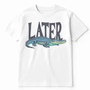 Retro 90s Crocodile Graphic T Shirt Short Sleeve Casual Loose Fit Unisex Top Perfect for Gifting