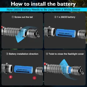 Scuba Diving Flashlight With Rechargeable Battery, 328ft Underwater Light, Scuba Dive Torch For Under Water Deep Sea Cave Snorkel Swimming
