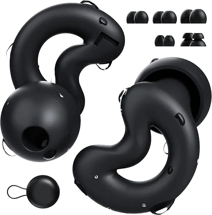 RelaxCharm Moon-shaped Earplugs, Up to -49db Sleep Noise Canceling, Blocks Snoring, 6 Pairs of Replacement Ear Caps, Silicone Comfort