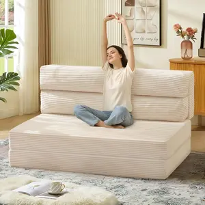 Folding Sofa Bed, Convertible Sleeper Chair with Pilow Foldable Matress, 2 in 1 Pull Out Loveseat Sofa Portable Fold Out Chair Bed Comfy Floor Couch
