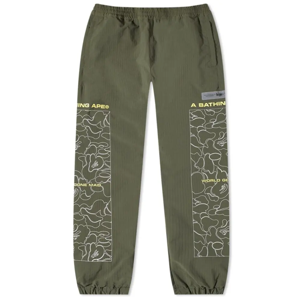 Bape Rip-Stop Dark Green Track Pants Size Large