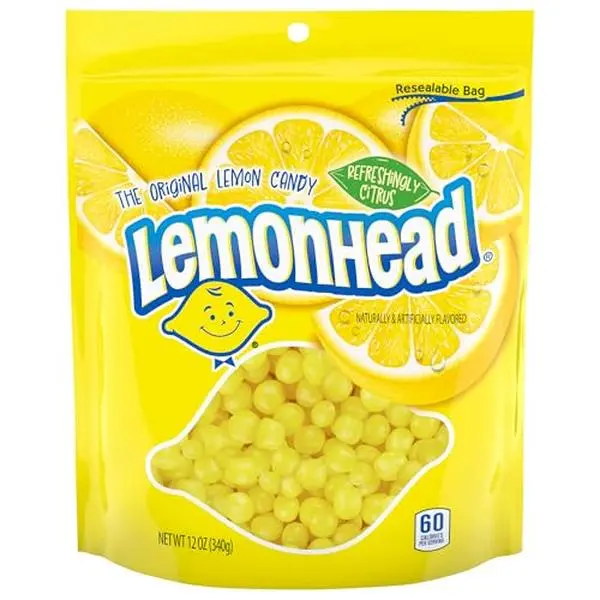 Lemonhead Hard Lemon Candy, Tangy & Sweet, Resealable Bag, 12 oz