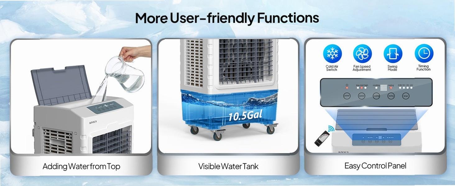 [FLASH SALE | ROVSUN ] 10.5 Gal Portable Evaporative Air Cooler with Remote Control