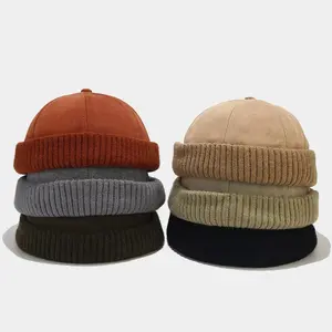 Fashion Hip Hop Knitted Beanies Women Men Warm Thick Winter Hat Docker Cap Vintage Brimless Hat