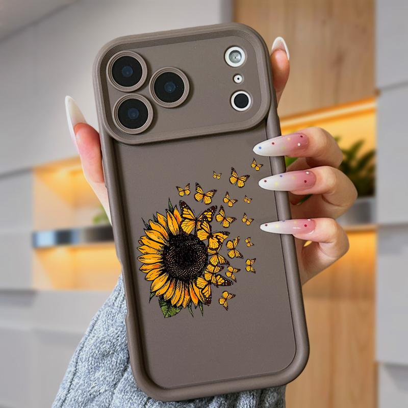 Blown Sunflower Case for iPhone 17 Air 16 16e 15 14 13 12 11 Pro Max Plus X XS Shockproof Non Slip Military-Grade Protection Silicone Cover