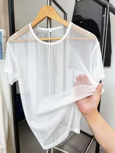 Men's Mesh Breathable Short Sleeve T-Shirt: Crew Neck Quick-Dry Sheer Top, Sports Casual Versatile for Gifting to Partner