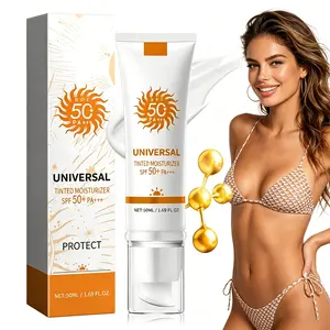 SPF 50+ PA+++ face sunscreen cream, moisturizing face sunscreen, long-lasting refreshing tinted facial moisturizer sunblock for women and men, non-greasy travel size facial sunscreen lotion A