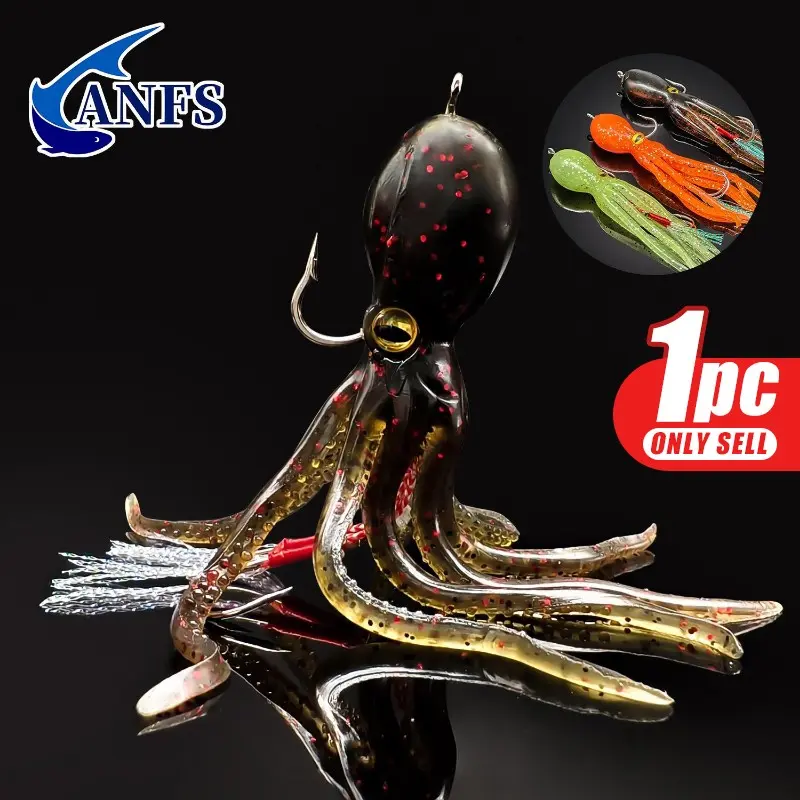 Octopus Shaped Soft Fishing Lure, 1 Count Artificial Fishing Bait With Double Hook, Fake Fishing Lure, Simulation Fishing Lure, Outdoor Fishing Accessories, Artificial Lures, Fishing Supplies