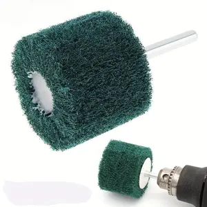 Drill mounted flip wheel - green scouring pad polishing brush, no assembly required, compatible with electric drills, industrial grade grinding and deburring tools, drill polishing pads
