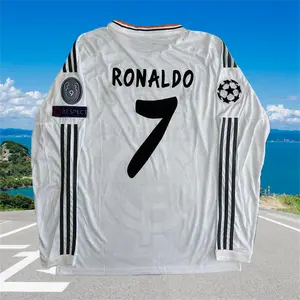 13-14 Home White Ronaldo #7 Long-Sleeve Soccer Jersey