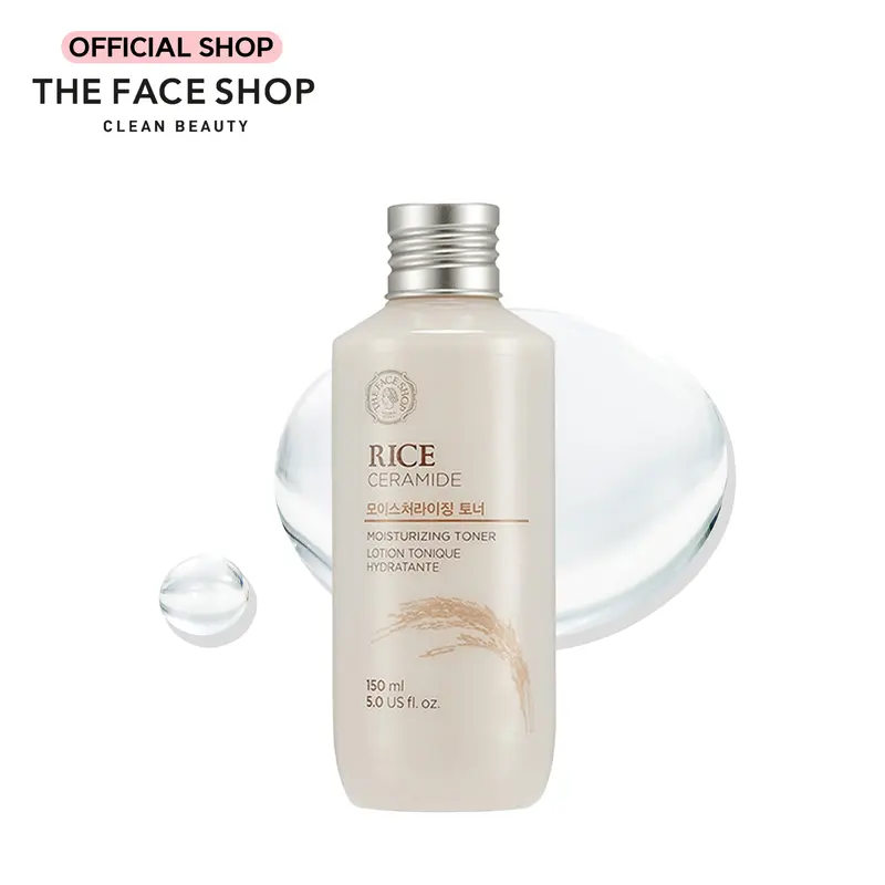 THE FACE SHOP Rice Ceramide Moisturizing Toner - Rice Extract Rice Toner for Face - Strengthens Skin Barrier, Korean Skincare