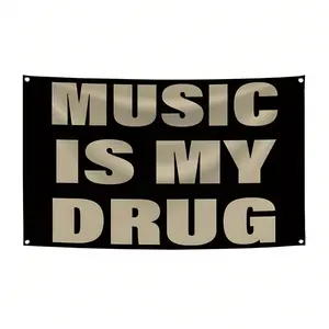 Music Is My Music Abstract Cartoon Art Banner, Colorful Wall Hanging Flag for Bedroom Living Room Dorm Party Decoration, Tapestry Room Decor