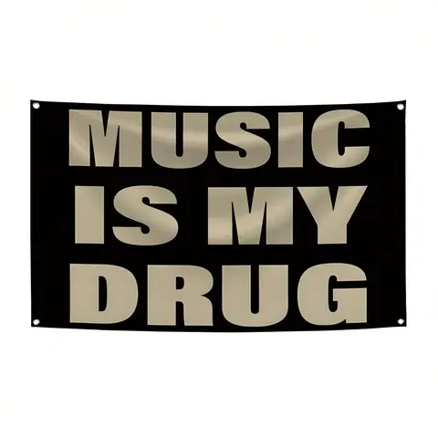 Music Is My Music Abstract Cartoon Art Banner, Colorful Wall Hanging Flag for Bedroom Living Room Dorm Party Decoration, Tapestry Room Decor, Wall Tapestries, Decorating