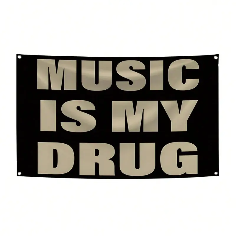 Music Is My Music Abstract Cartoon Art Banner, Colorful Wall Hanging Flag for Bedroom Living Room Dorm Party Decoration, Tapestry Room Decor, Wall Tapestries, Decorating