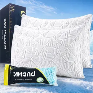 【Memorial Day Deals】Inhand Cooling Pillows Queen Size Set of 2, Shredded Memory Foam Pillows Cool for Hot Sleepers, Adjustable Firm Soft Support Bed Pillows Perfect for Back Neck Pain and Side Sleeping with Cover, White
