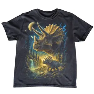 Vintage Triceratops Jurassic Dinosaur Graphic T-Shirt, Jurassic Fan Tee, 90s Graphic Tees, Vintage Moon Dino Top,Retro Prehistoric Gift, Gift For Man-  Unisex S-3XL - Menswear & Womenswear - Streetwear Tops - Casual Cotton Crewneck Shortsleeve Tshirt
