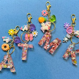 Resin custom initial junk keychain