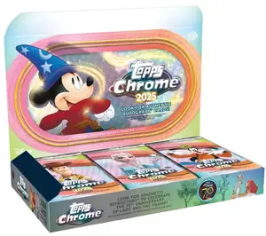 Topps 2025 Chrome Disney Hobby Box with 12 Rare Inserts & 20 Notable Character Variations for Collectors