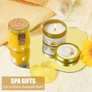 CLTTCLLCT Birthday Gifts,Holiday Gifts，17Pcs Sunflower Spa Gift Set, Self-Care Relaxing Package, Get Well Presents for Women, Girls, Sisters, Perfect Wellness Gift Basket