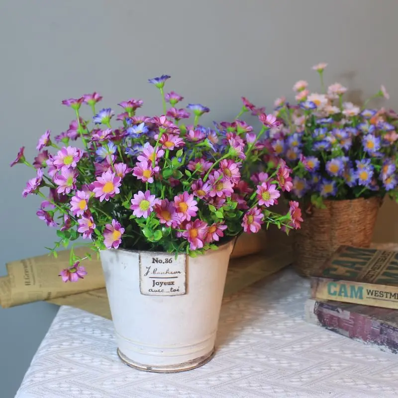 12 Bouquets Artificial Daisies, UV Resistant Plastic Faux Flowers, Decorative Fake Flowers for Indoor and Outdoor Use, Fake Floral Decor for Window Box, Garden Pots #GLOBAL PICKS