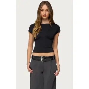Edikted Women's Leonah Ruched Boat Neck Top