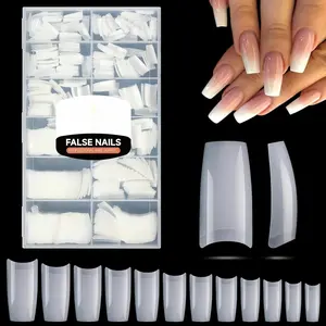 504PCS Half Cover False Nails Tips Acrylic Nail Tips Artificial False Nails Lady French Style Tip Acrylic Fake Nails For Nail Extensions Art Salon Home DIY