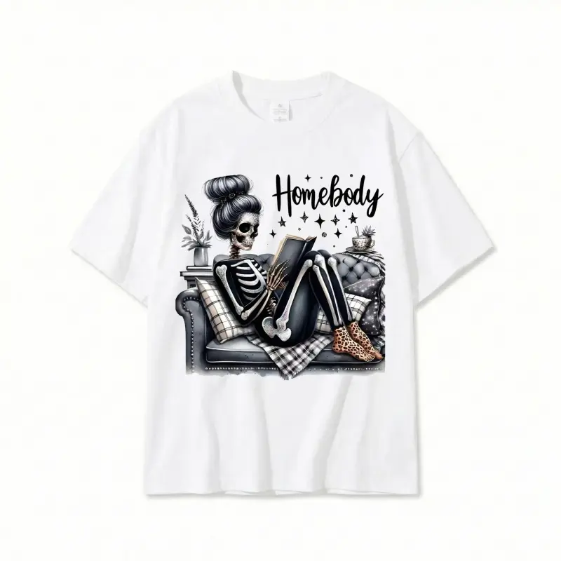 Graphic T-shirt HOMEBODY GLITTER SKELLY Unisex Short Sleeve Super Soft Comfort T-Shirt for Men and Women Guatemalan Pride Teddy Bear Design Casual |   TikTok viral tee, cozy aesthetic, cute graphic shirt, unisex streetwear, comfy everyday outfit, gift ide