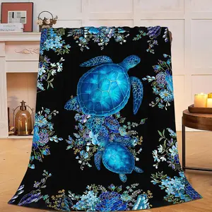 Sea Turtle Throw Blanket - Soft Plush Flannel Bedding Blankets- Cozy Turtle Stuff Gifts for Women Girls Kids Adults