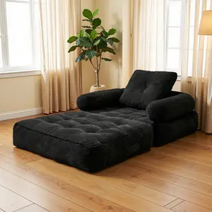 Corduroy Foldable Sofa Bed, Convertible Sleeper Chair, Comfortable Floor Sofa Lounge for Living Room, Single & Double Sizes
