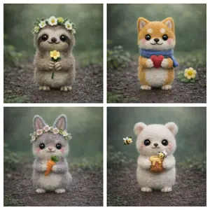 1Set Animal Needle Felting Kit, Felting kits for Beginners adult with Step-by-Step Video Tutorials, Sloth/Dog/Rabbit/Bear DIY Felting Kit, Cute Funny Home Decorative Ornaments, Birthday Valentine's Day and Christmas Gifts Crafts