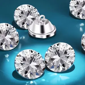 20pcs High-Quality Crystal Button Set, Multi-Use Home Sewing & Craft Supplies, Transparent Glass with Metal Accents, Ideal for Furniture & Clothing