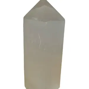 Selenite Crystal Chunky Home Decor Point Tower Simple Geometric Shape Display Piece for Home Decorations Earth Inspired Spiritual Connection & High Vibration collectors crystals store