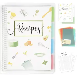 8.5" x 11" Recipe Book to Write in Your Own Recipes, Personal Blank Recipe Notebook Binder, Removable Hardcover Empty Recipe Journal Cookbook Binder with 8 Dividers and 24 Tabs, Hold up to 240 Recipes
