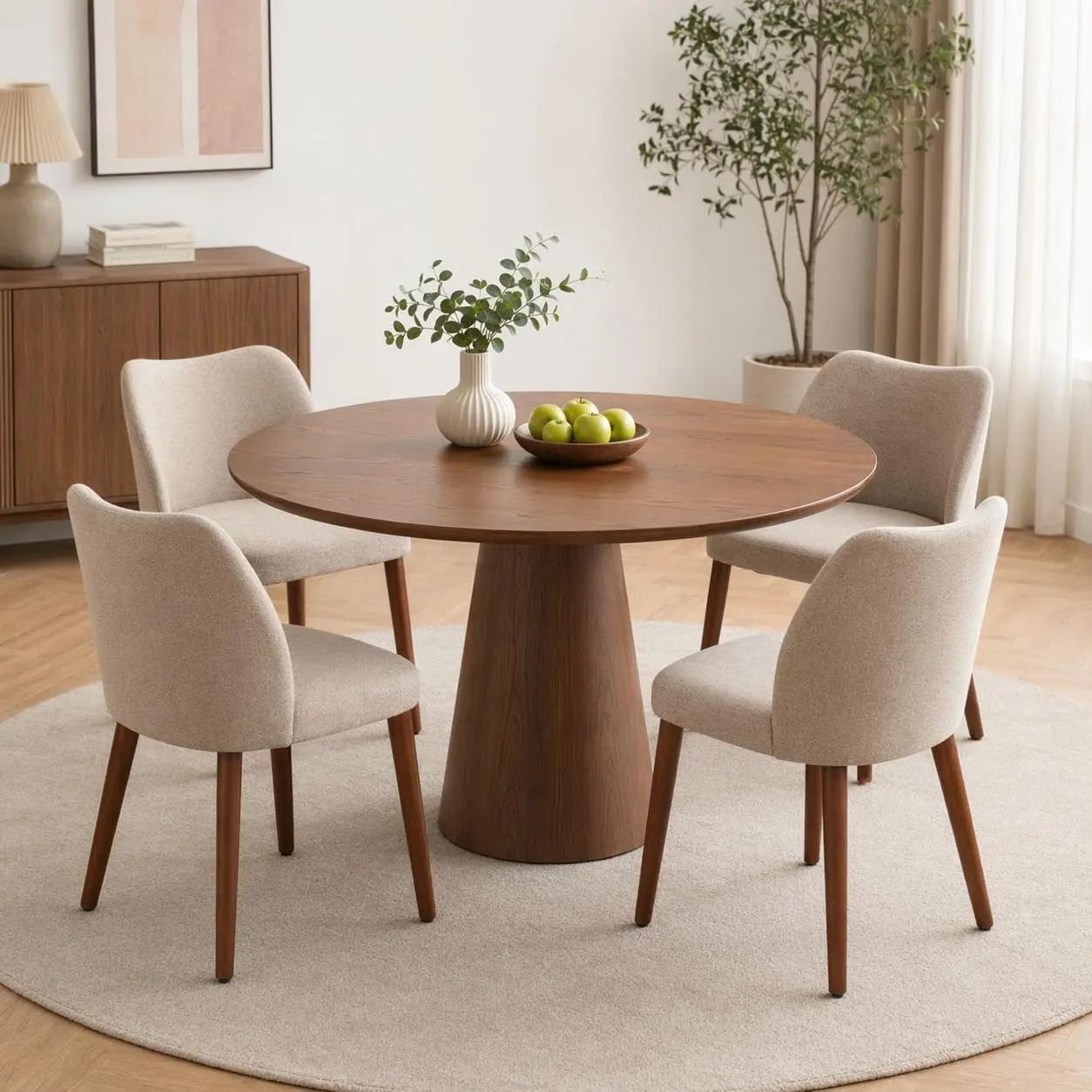 2/4-Piece Fabric Wingback Dining Chairs, Comfort Thick Cushioned Seats with Sturdy Wooden Legs for Kitchen, Dining Room & Home