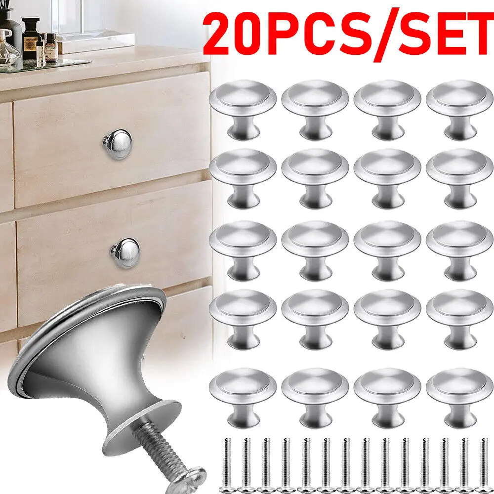 20Pcs Kitchen Cabinet Knobs Brushed Nickel Silver-Pull Hardware Handle,Drawer knobs for Kitchen Cupboard Door,Bedroom Dresser Drawer with Screws
