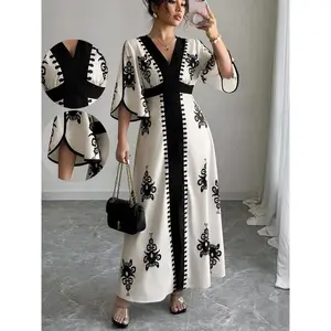 Women's Floral Print Belted Open Front Dress, Elegant Casual Long Sleeve Dress for Daily Outdoor Wear, Ladies Clothes for All Seasons