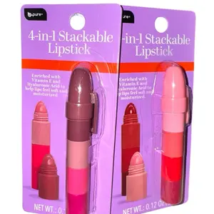 2-pc/ 4-in-1 Stackable Lipstick Set - Enriched with Hyaluronic Acid & Vitamin E for Lips and Moisturizing Benefits - Cosmetics