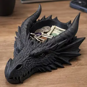 Gothic Dragon Head Jewelry Organizer Tray, Dark Theme Desktop Decor, Practical Ring Necklace Holder, Cool Desk Accessory