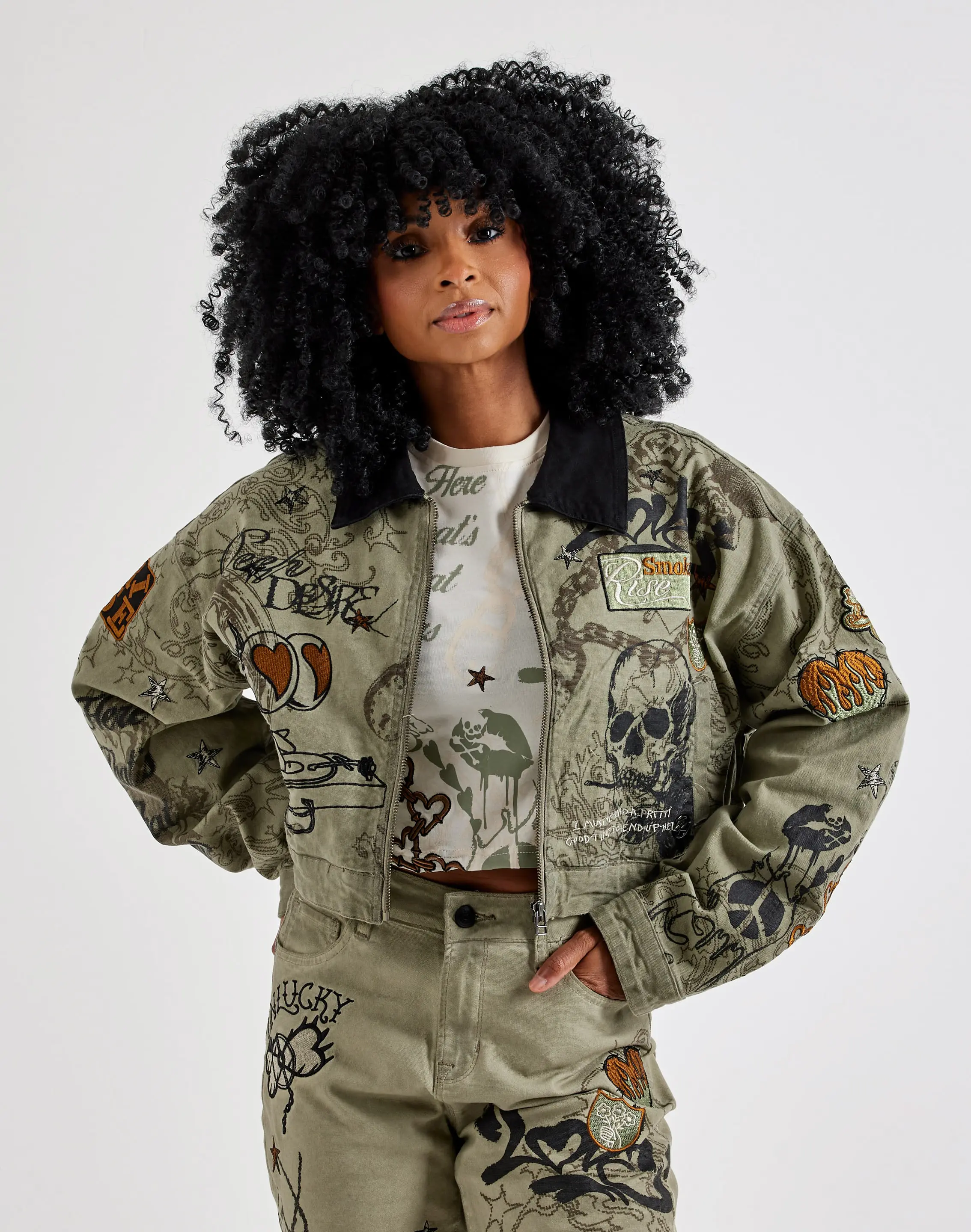 Womens Smoke Rise Embroidered Printed Jacket