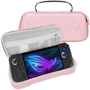 Rog Ally X Handheld Case, EVA  Hard Shell Protective Travel Case with Inner Transformable  Console Stands,  Soft Lining, Double Zipper, Carrying Handle for Rog Ally X (Pink)