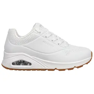 Skechers Womens Uno Stand On Air Perforated Lace Up Sneakers Shoes Casual - White
