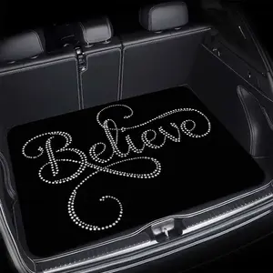 Believe Letter Heart Car Trunk Mat Universal Waterproof and Non Slip Trunk Liner Stylish Interior Accessory Suitable for All Vehicle Models