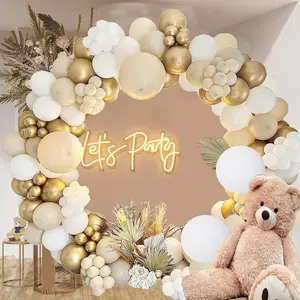 White Sand Gold Balloon Garland Arch Kit - 121Pcs White Nude Balloons With Metallic Chrome Gold Latex Balloons For Boho Wedding Baby Bridal Shower Birthday Decorations Backdrop (White Gold)