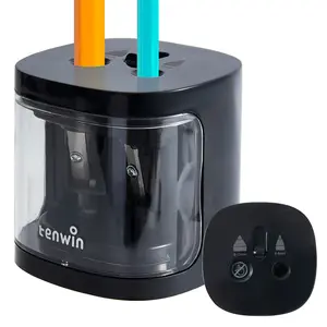 tenwin Electric Pencil Sharpener, Double Hole Battery Operated Sharpener for 6-12mm No.2/Colored Pencils, Durable Blade to Fast Sharpen, Suitable for School/Classroom/Office/Home, Office Supplies