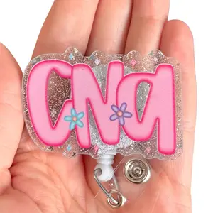 Glitter My Badge CNA badge reel for nurse and hospital workers. Badge clip Badge pull - Retractable swivel clip with a 360 rotation. Great gift for coworker. Badge reel for men.