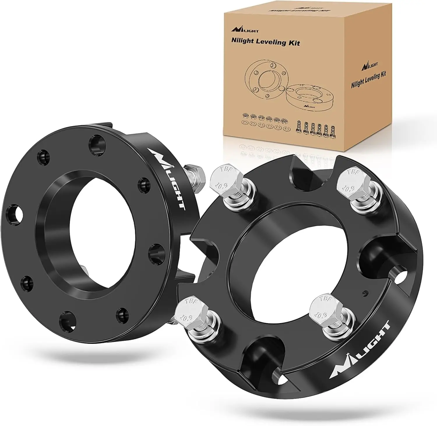 Nilight 2-in Aluminum Alloy Adjustable Truck Suspension Strut Spacers Leveling Lift Kit - 2 inches Front Lift, Easy Install, No Cutting & Drilling Required, Stable & Safe Driving, Fits 2007-2022 Tundra 2WD/4WD Car Repair Tools, Adjustable Kit