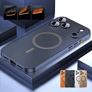 Alloy Aluminum Metal Frame with MagSafe Magnetic PC Backboard (Not a full metal case), for iPhone 17 Pro Max 17 Air 17Pro 16 15 14 13 12 Pro Max Ultra Thin Phone Cover with Full Coverage Lens Protector Support Wireless Charging Durable Shockproof Casing