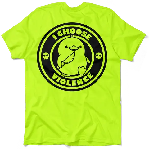 Violence - Men's Hi Visibility Safety Yellow Work T-Shirt Jersey Menswear Cotton/Poly Blend | Graphic tees Apparel | Funny, Sarcastic For Blue Collars