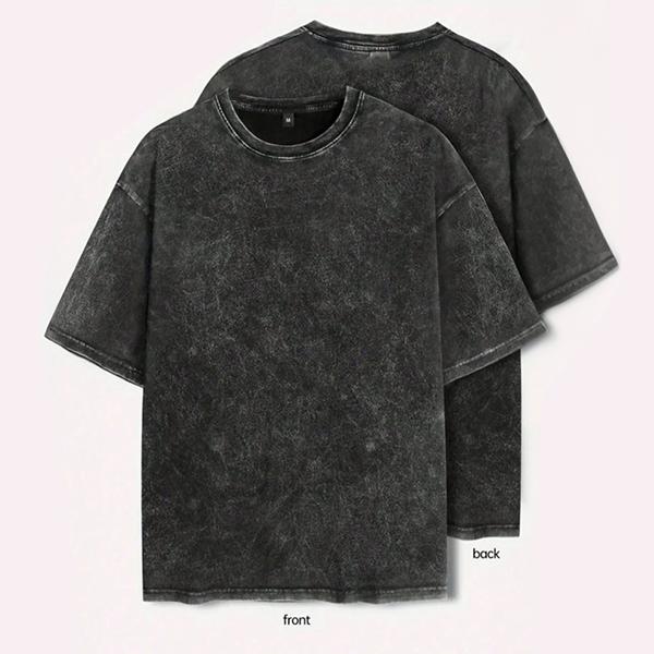 Men's Retro Style Washed Distressed Crew Neck Tee, Regular Fit Casual Comfy Short Sleeve Round Neck T-shirt for Summer, Fashion Men's Top for Daily Wear